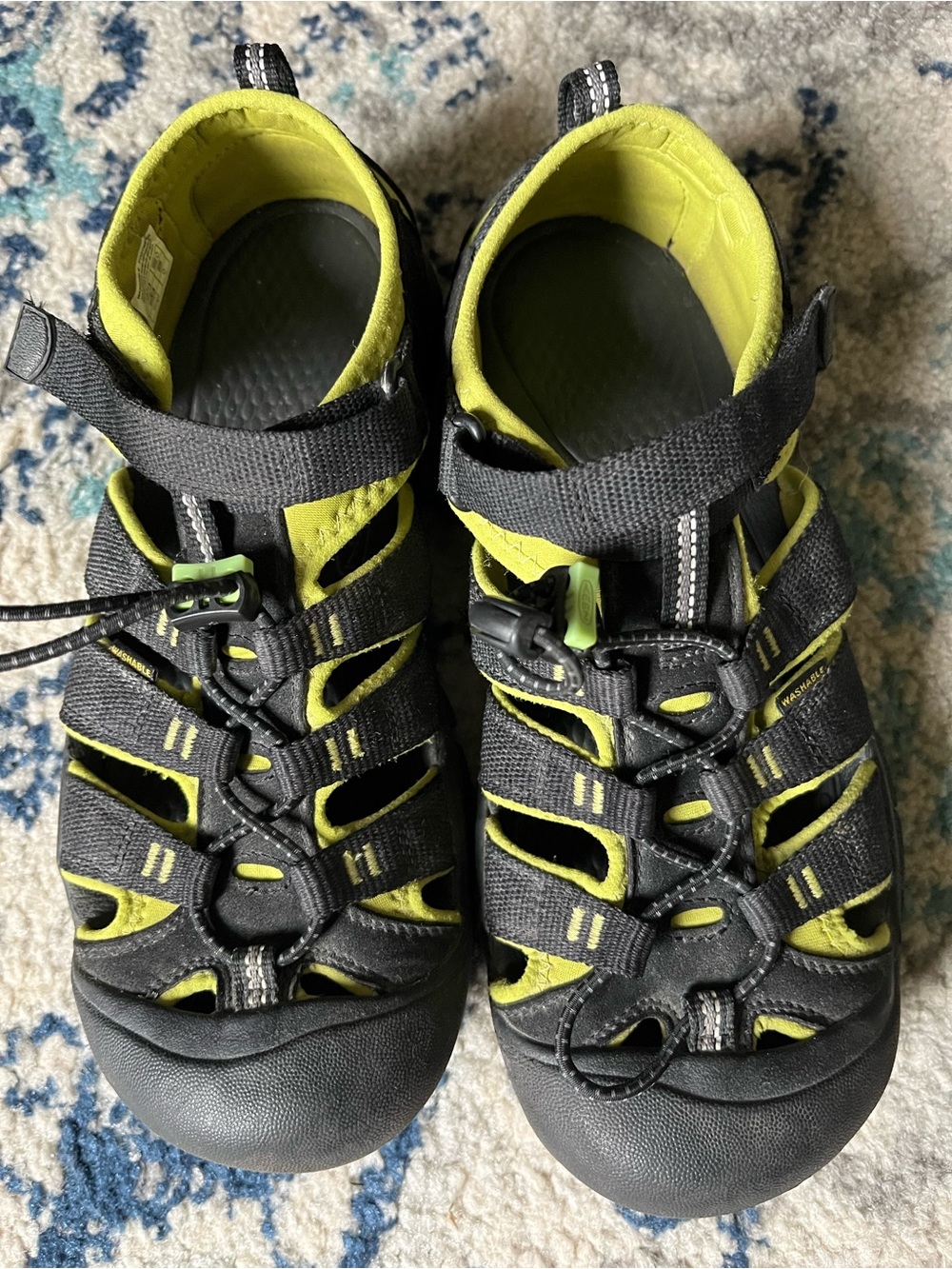 Keen Kids Black and Lime Green Outdoor Sandals